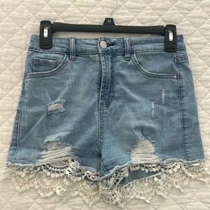 Light wash jean shorts